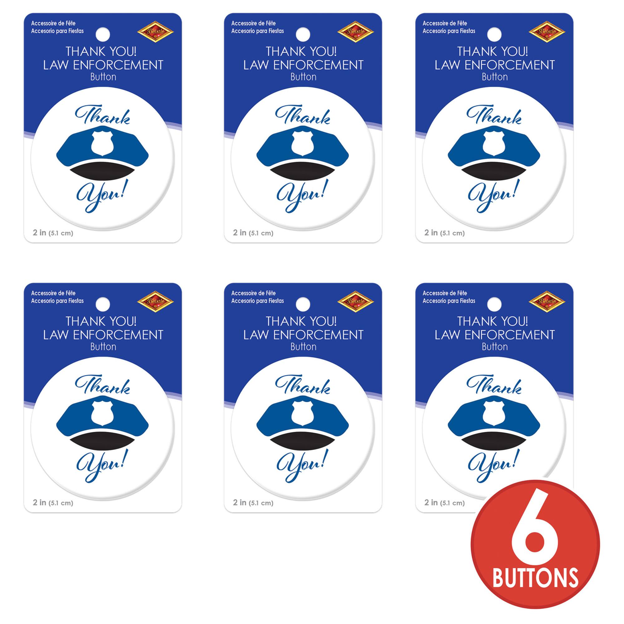 Beistle 2" Thank You Law Enforcement Buttons, 6ct.